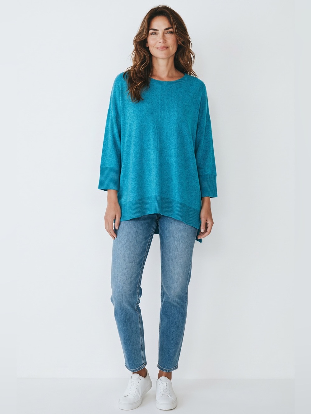 Habitat 3/4 Sleeve Knit Tunic // Blue // Medium
